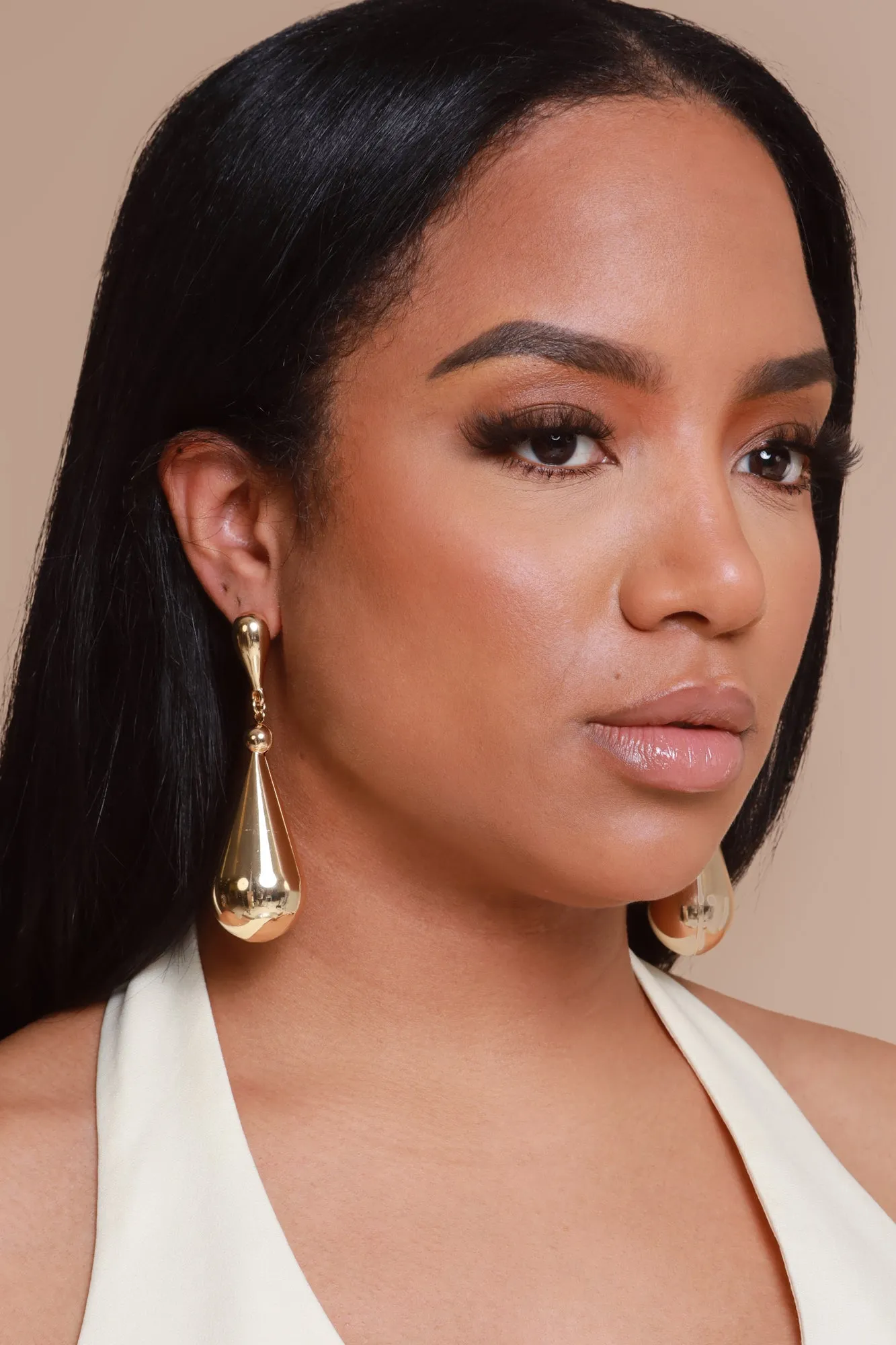 Drip Drop Long Teardrop Earrings - Gold sold by Swankaposh