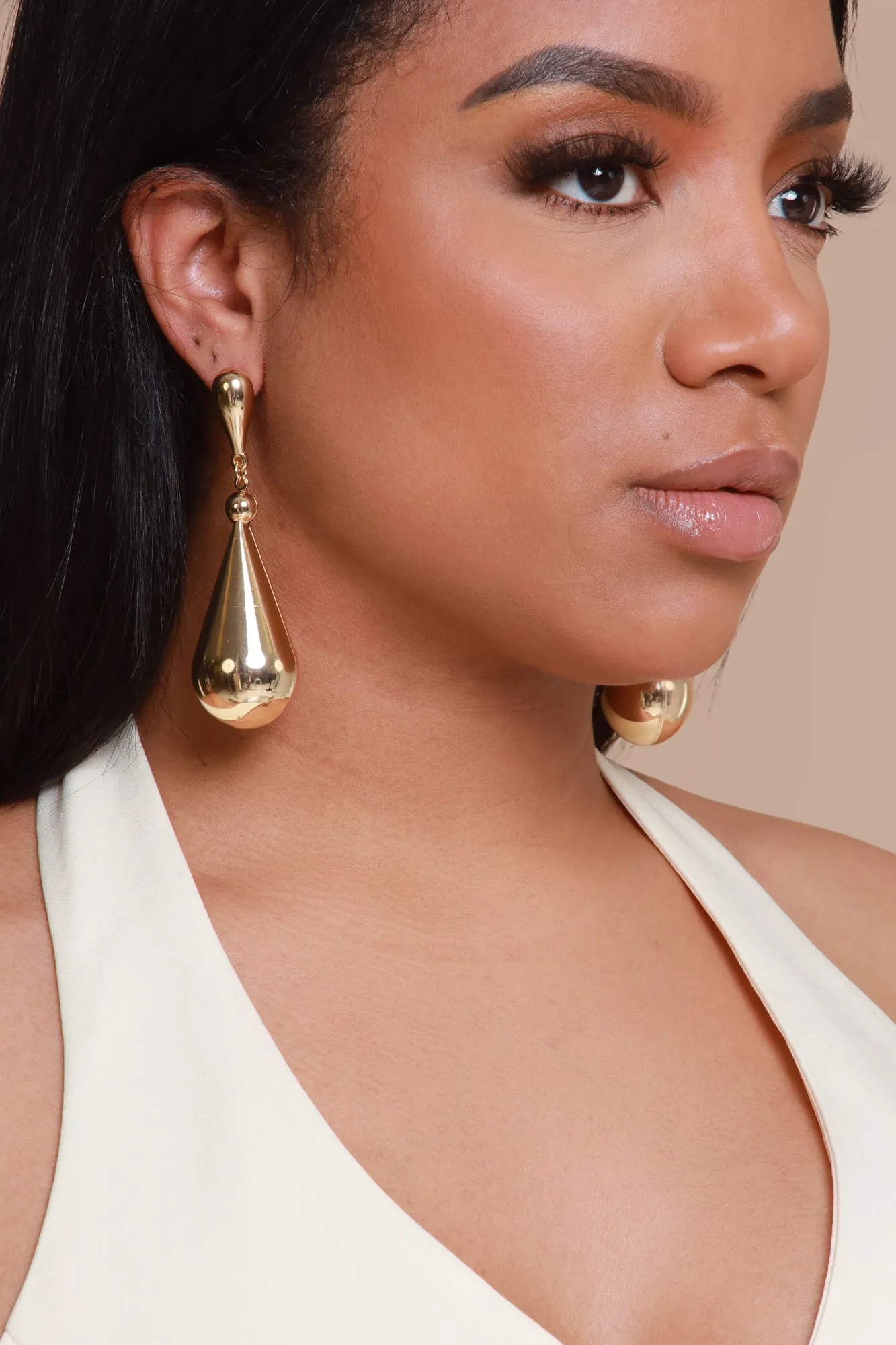 Drip Drop Long Teardrop Earrings - Gold sold by Swankaposh product image thumbnail 3