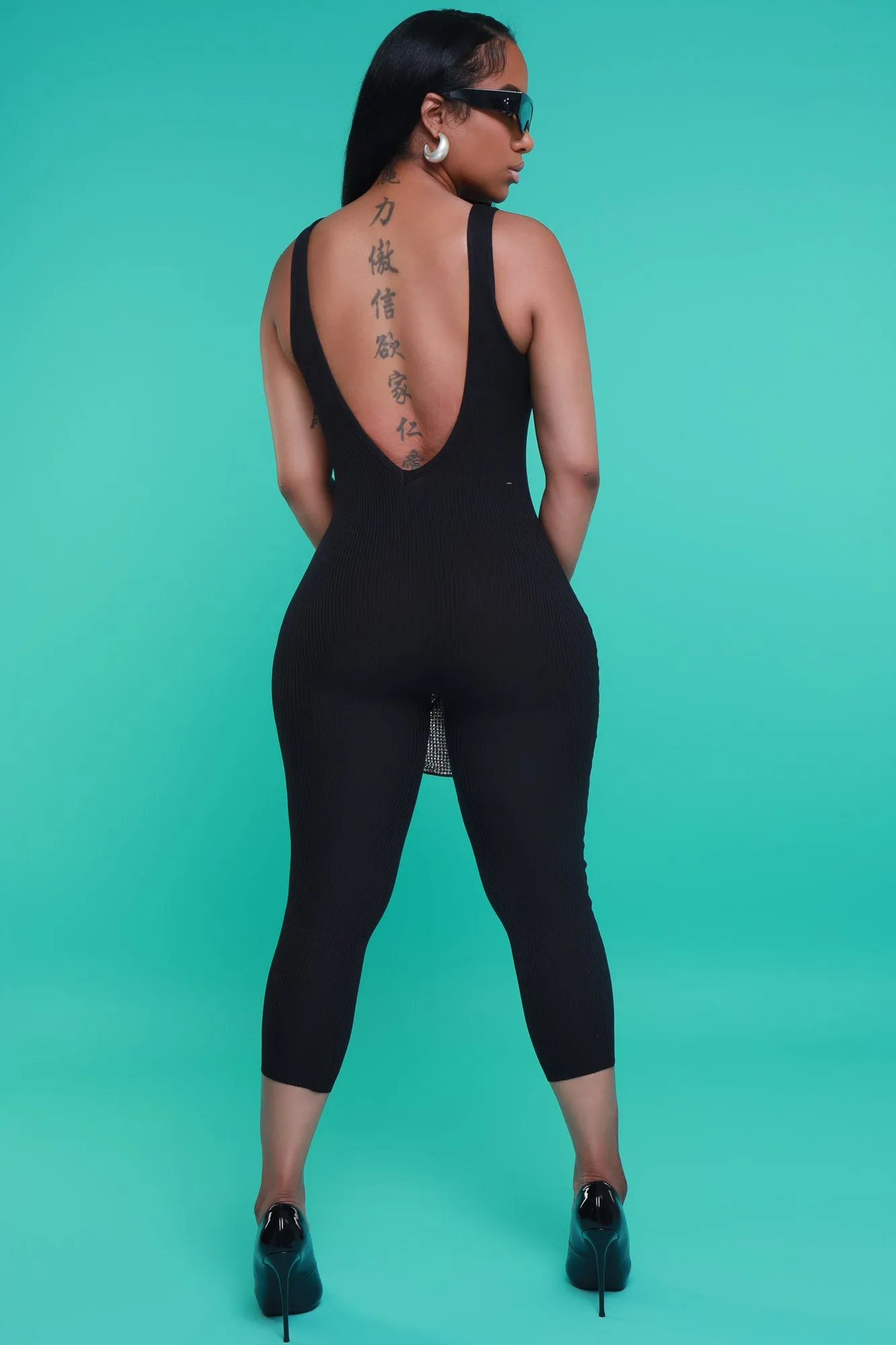 Yours Truly Sleeveless Ribbed Jumpsuit - Black sold by Swankaposh product image thumbnail 2