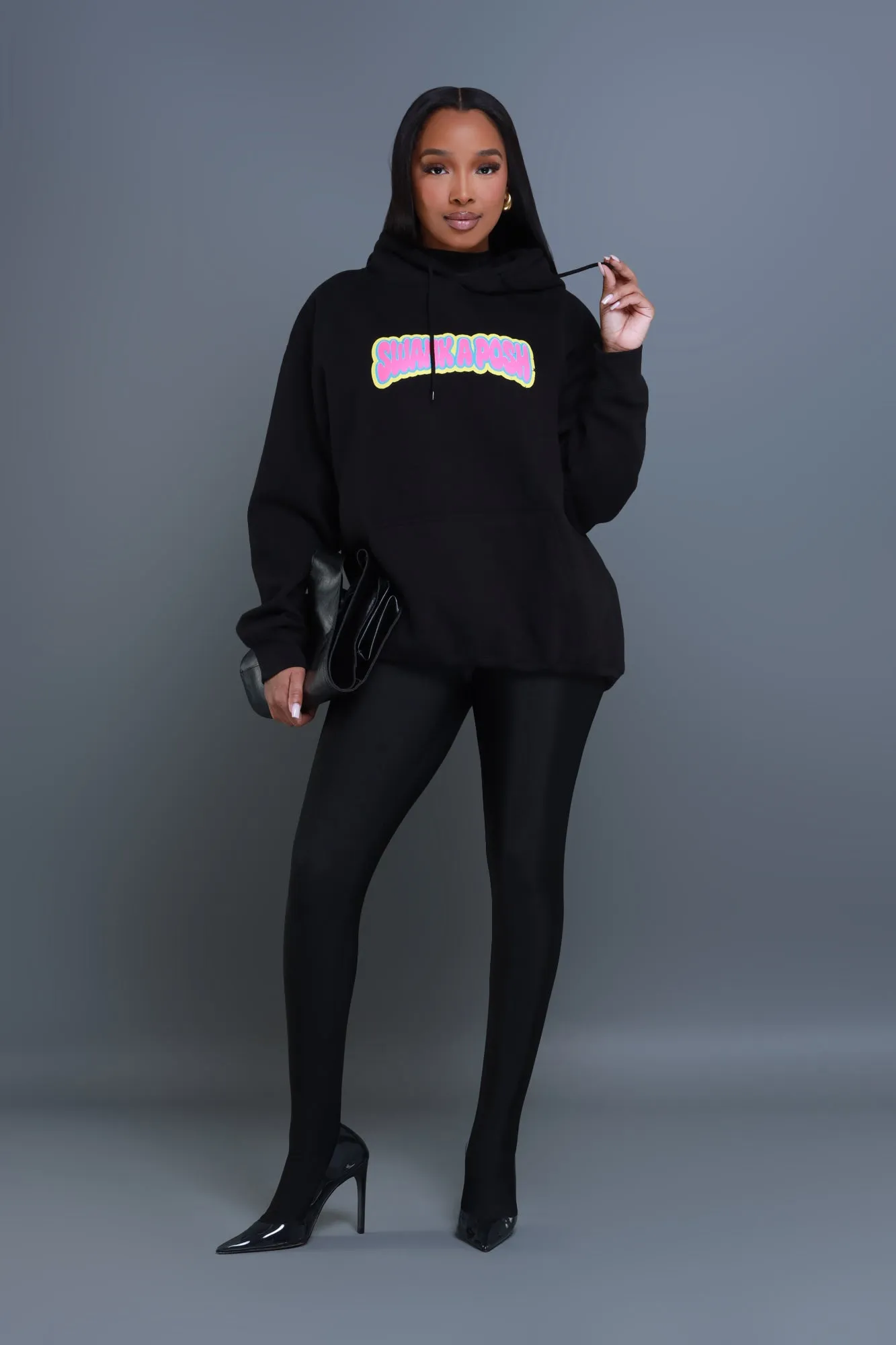 Swank Girl Logo Oversized Graphic Hoodie - Black sold by Swankaposh product image thumbnail 5
