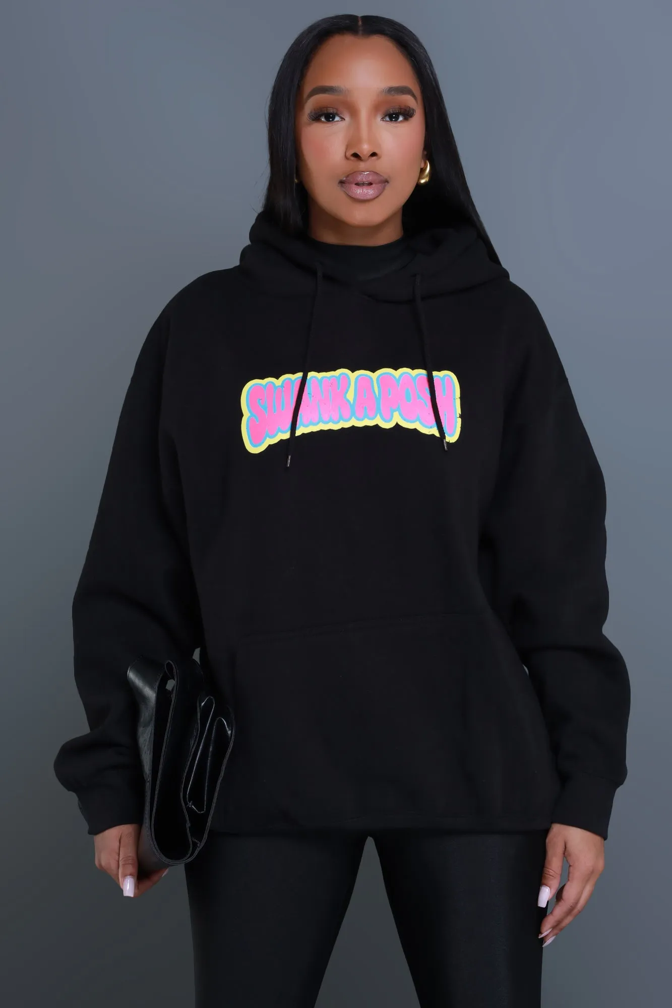 Swank Girl Logo Oversized Graphic Hoodie - Black sold by Swankaposh product image thumbnail 4