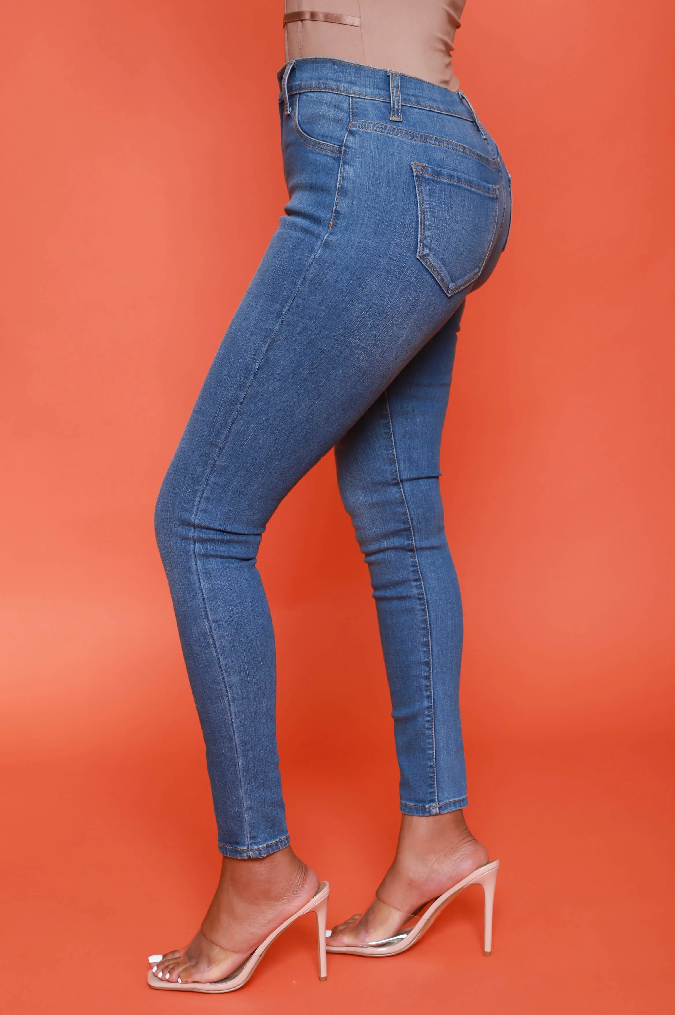 Sparks Fly High Rise Skinny Jeans - Medium Wash sold by Swankaposh product image thumbnail 4