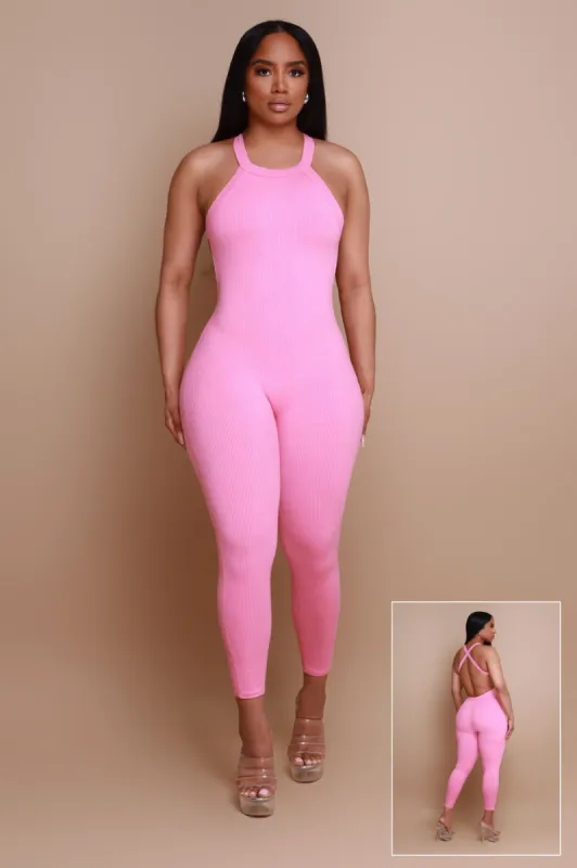 Can Be Strappy Open Back Jumpsuit - Pink sold by Swankaposh
