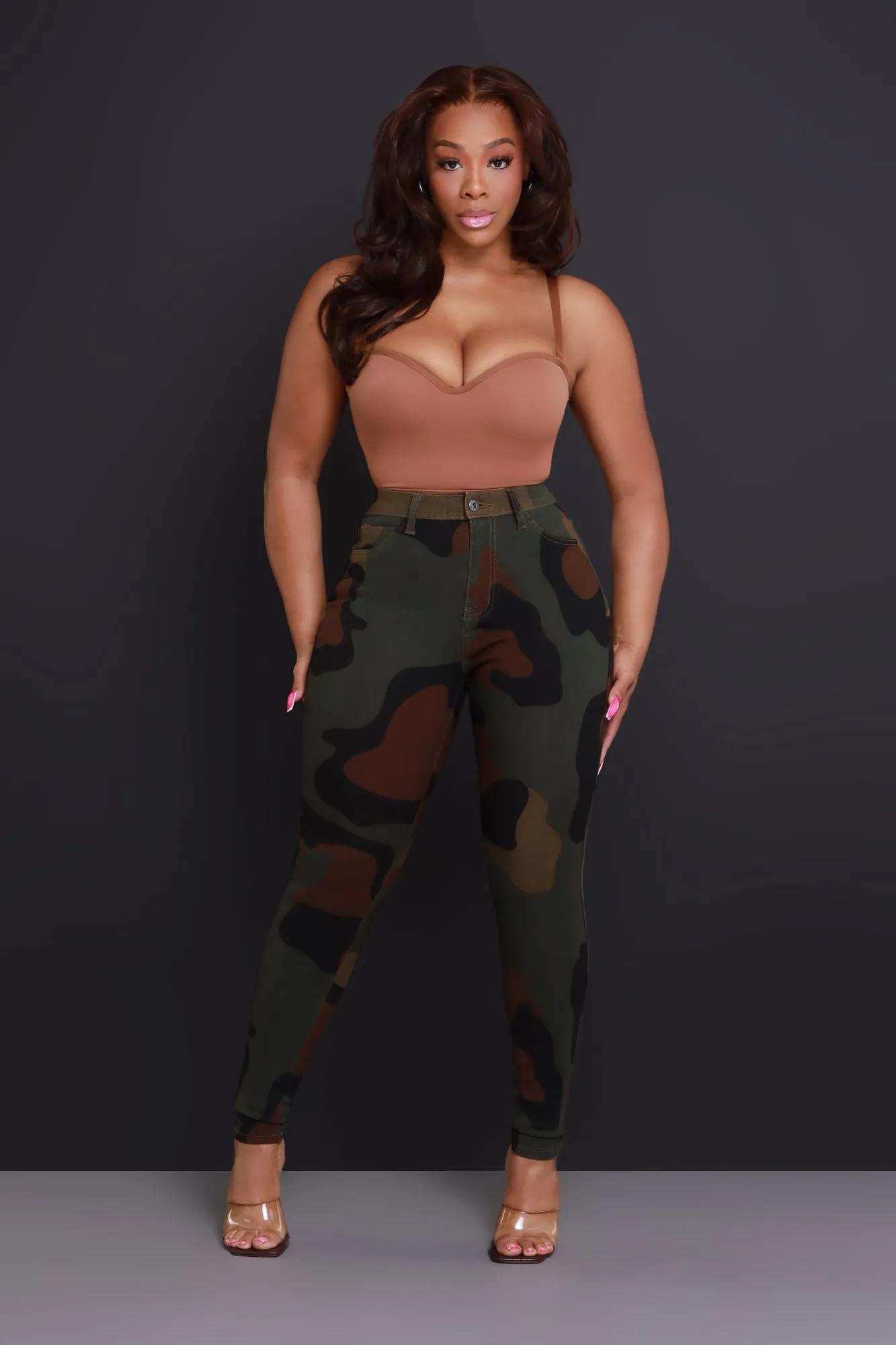 Pull Rank High Rise Skinny Jeans - Dark Camouflage sold by Swankaposh