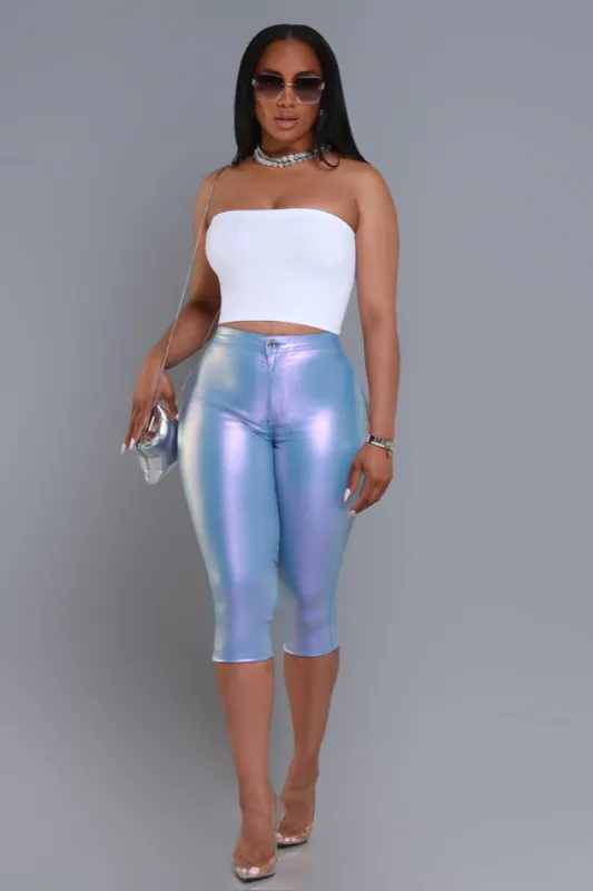 Make It Shimmer High Rise Metallic Capri Pants - Lavender sold by Swankaposh
