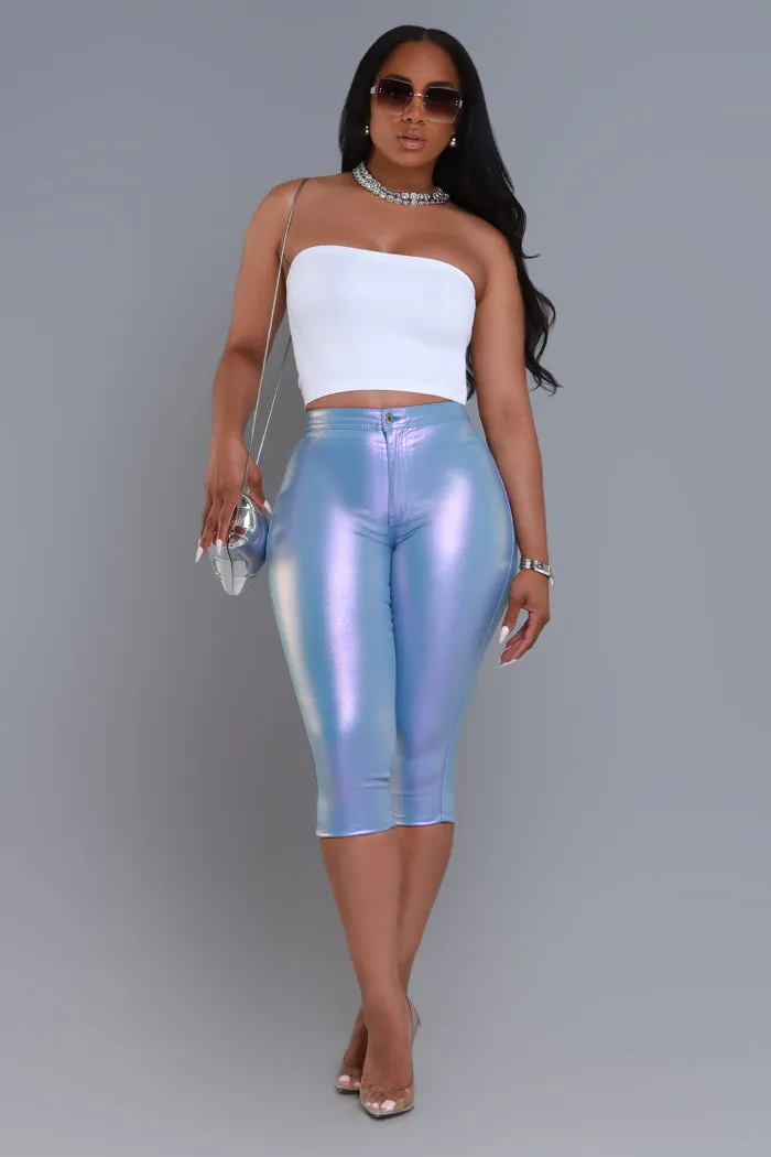 Make It Shimmer High Rise Metallic Capri Pants - Lavender sold by Swankaposh product image thumbnail 5