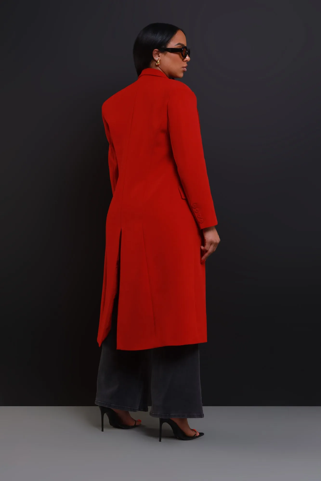Take Notes Double Breasted Longline Coat - Red sold by Swankaposh product image thumbnail 3