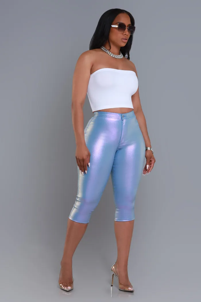 Make It Shimmer High Rise Metallic Capri Pants - Lavender sold by Swankaposh product image thumbnail 3