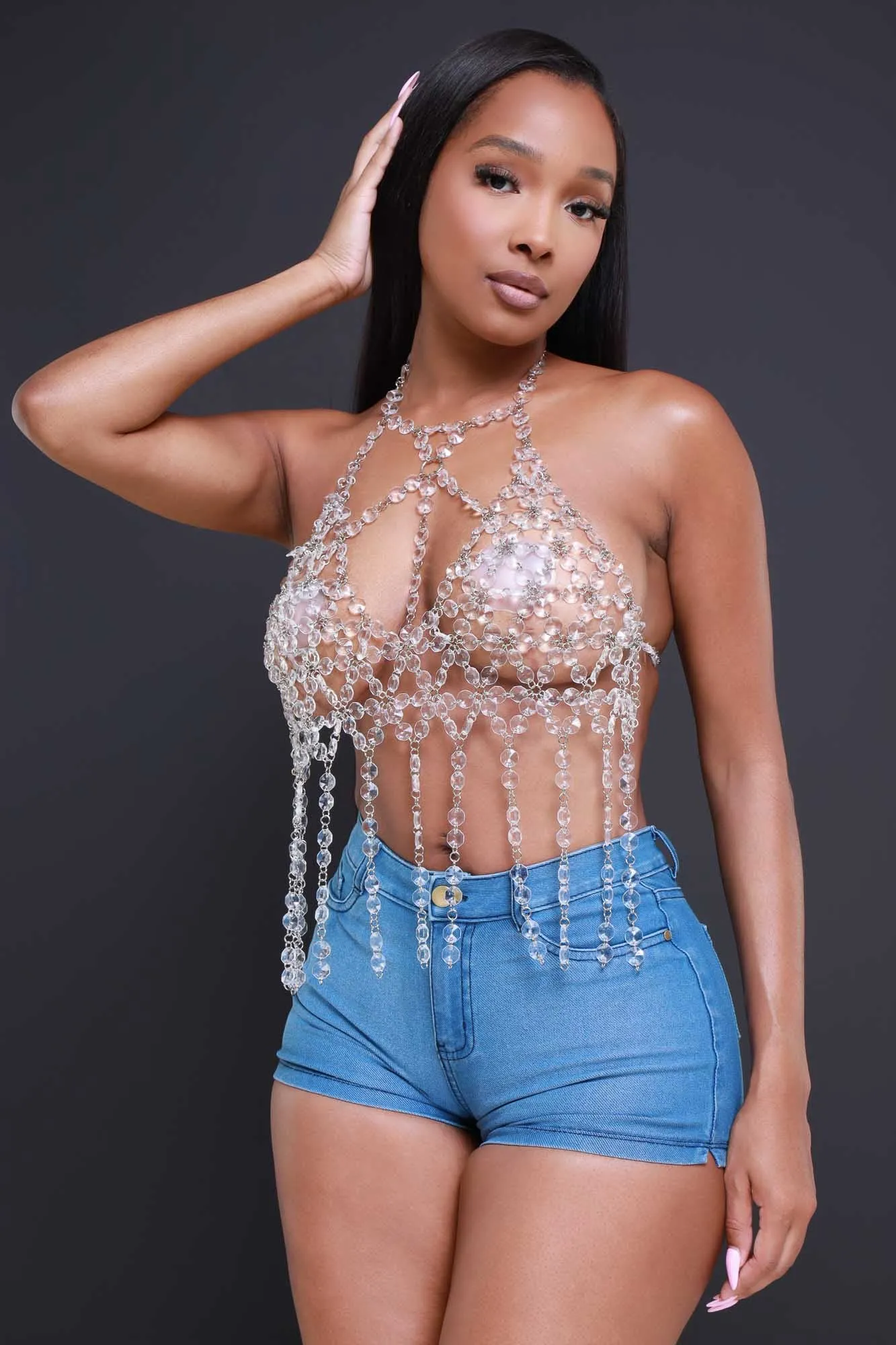Ice Me Out Beaded Chandelier Halter Top - Clear sold by Swankaposh product image thumbnail 4