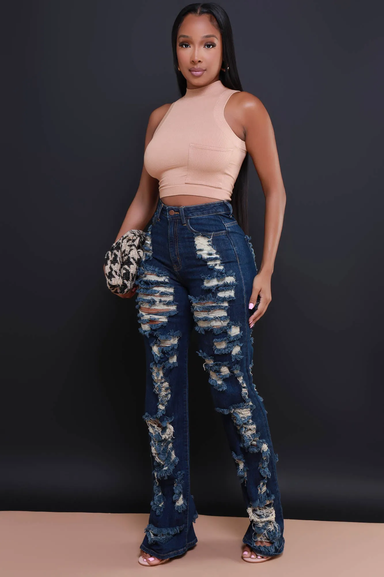 Sit Tight Micro Ribbed Pocket Crop Top - Caramel sold by Swankaposh product image thumbnail 3