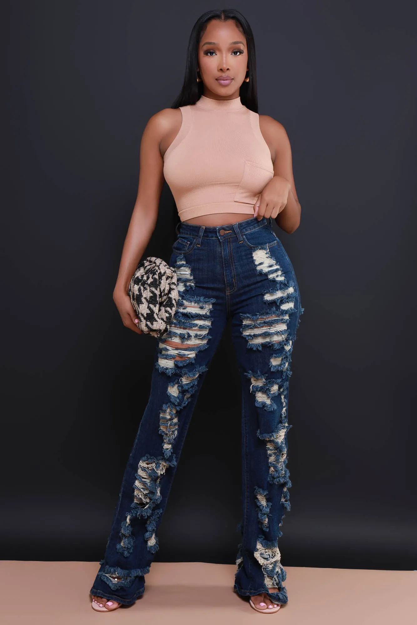 Sit Tight Micro Ribbed Pocket Crop Top - Caramel sold by Swankaposh product image thumbnail 2