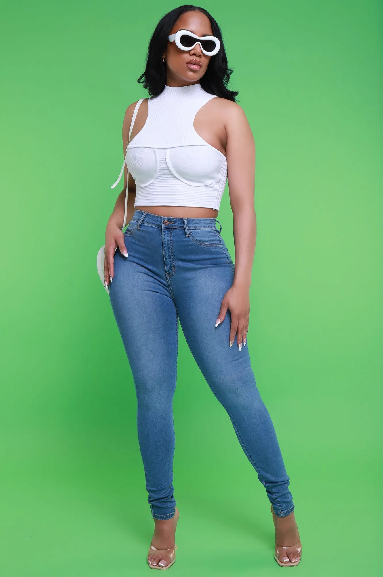 Shake Down High Rise Skinny Jeans - Medium Wash sold by Swankaposh product image thumbnail 3