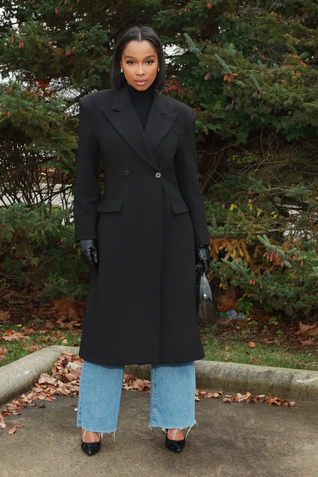 Take Notes Double Breasted Longline Coat - Black sold by Swankaposh product image thumbnail 2