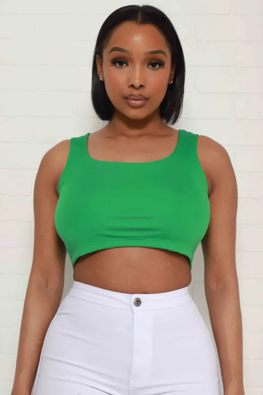 Run It Back Sleeveless Crop Top - Green sold by Swankaposh