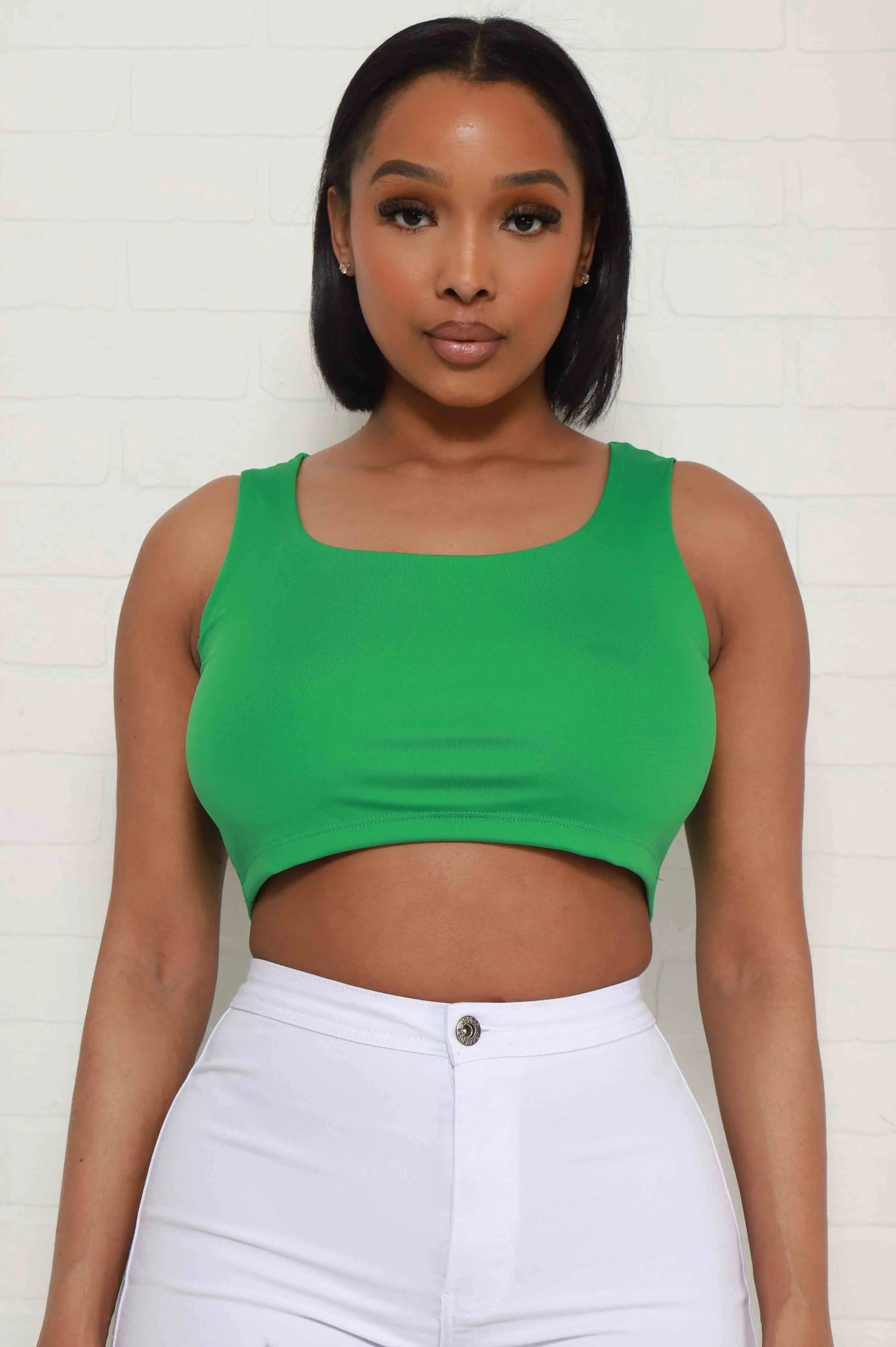 Run It Back Sleeveless Crop Top - Green sold by Swankaposh