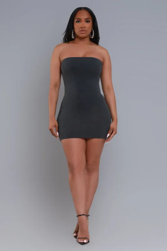 Nights Like This Strapless Mini Dress - Grey sold by Swankaposh