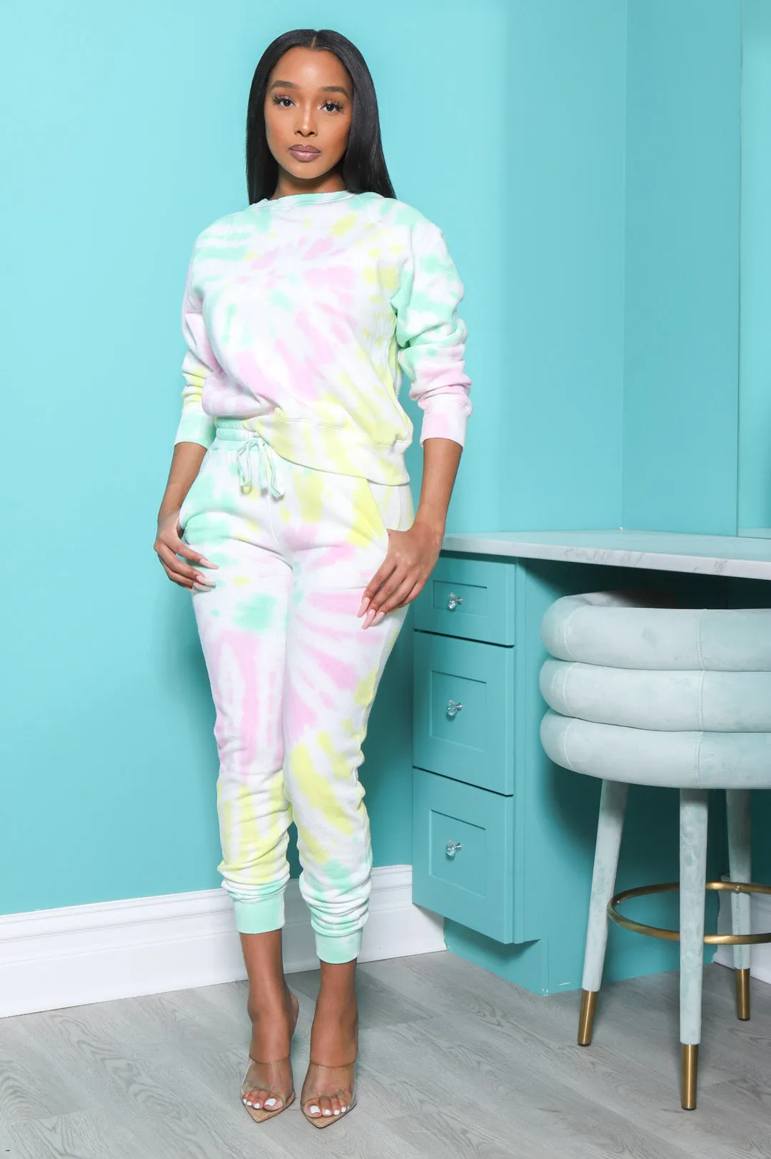 On A Tide Tie Dye Jogger Set - Yellow Multi sold by Swankaposh