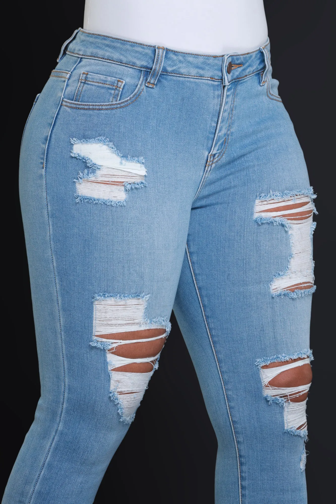 Not With You Hourglass Distressed Skinny Jeans - Light Wash sold by Swankaposh product image thumbnail 5