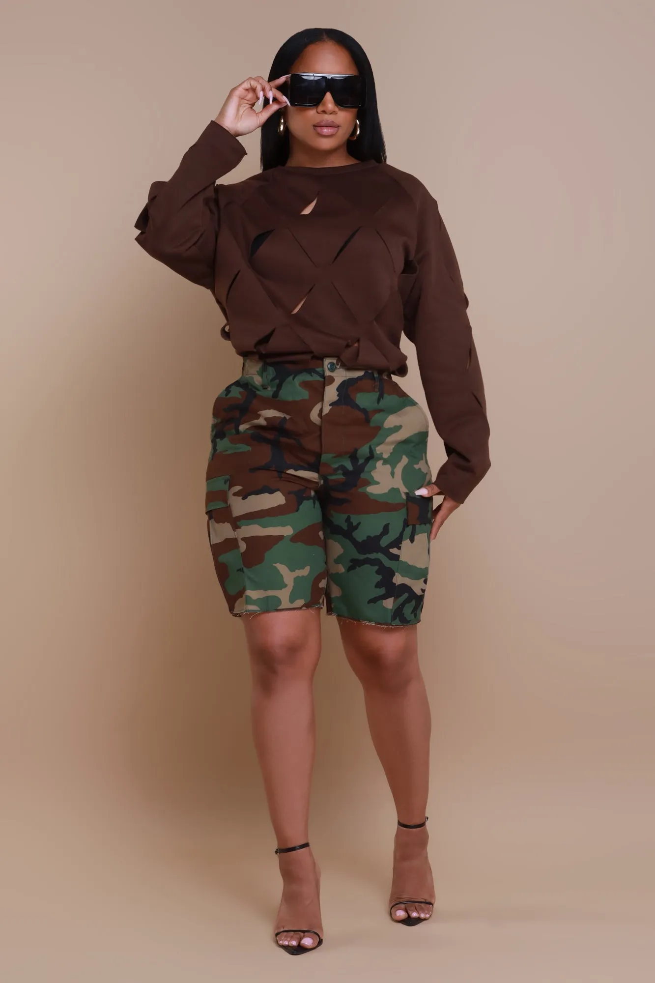 Cross Me Oversized Cut Out Sweatshirt - Chocolate sold by Swankaposh product image thumbnail 4