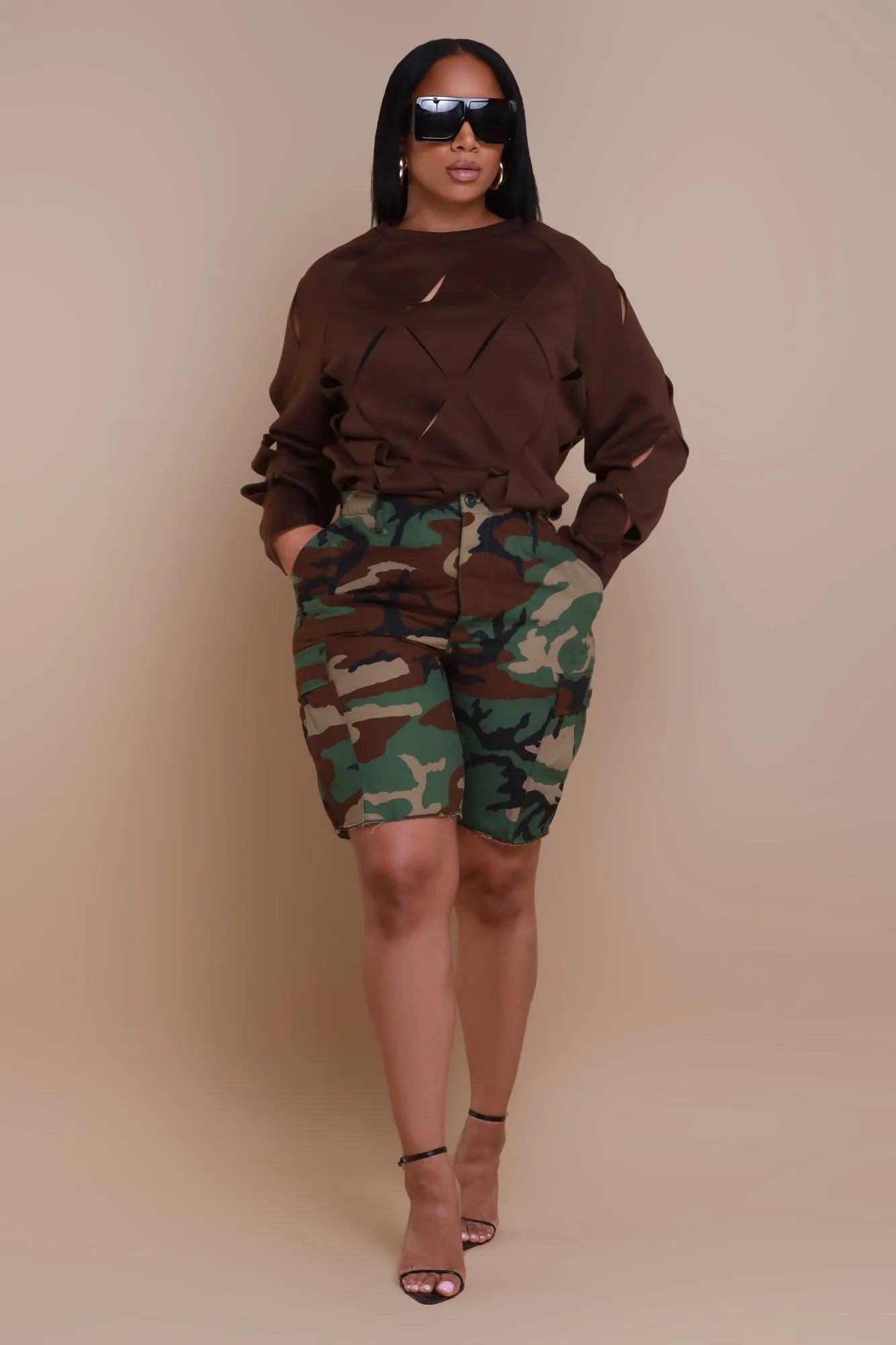 Cross Me Oversized Cut Out Sweatshirt - Chocolate sold by Swankaposh product image thumbnail 3