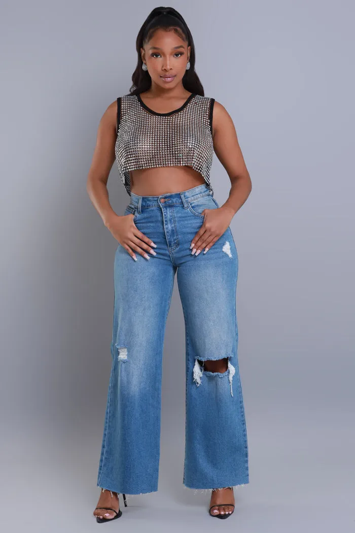 Sound Crazy Rhinestone Mesh Crop Top - Black sold by Swankaposh product image thumbnail 2