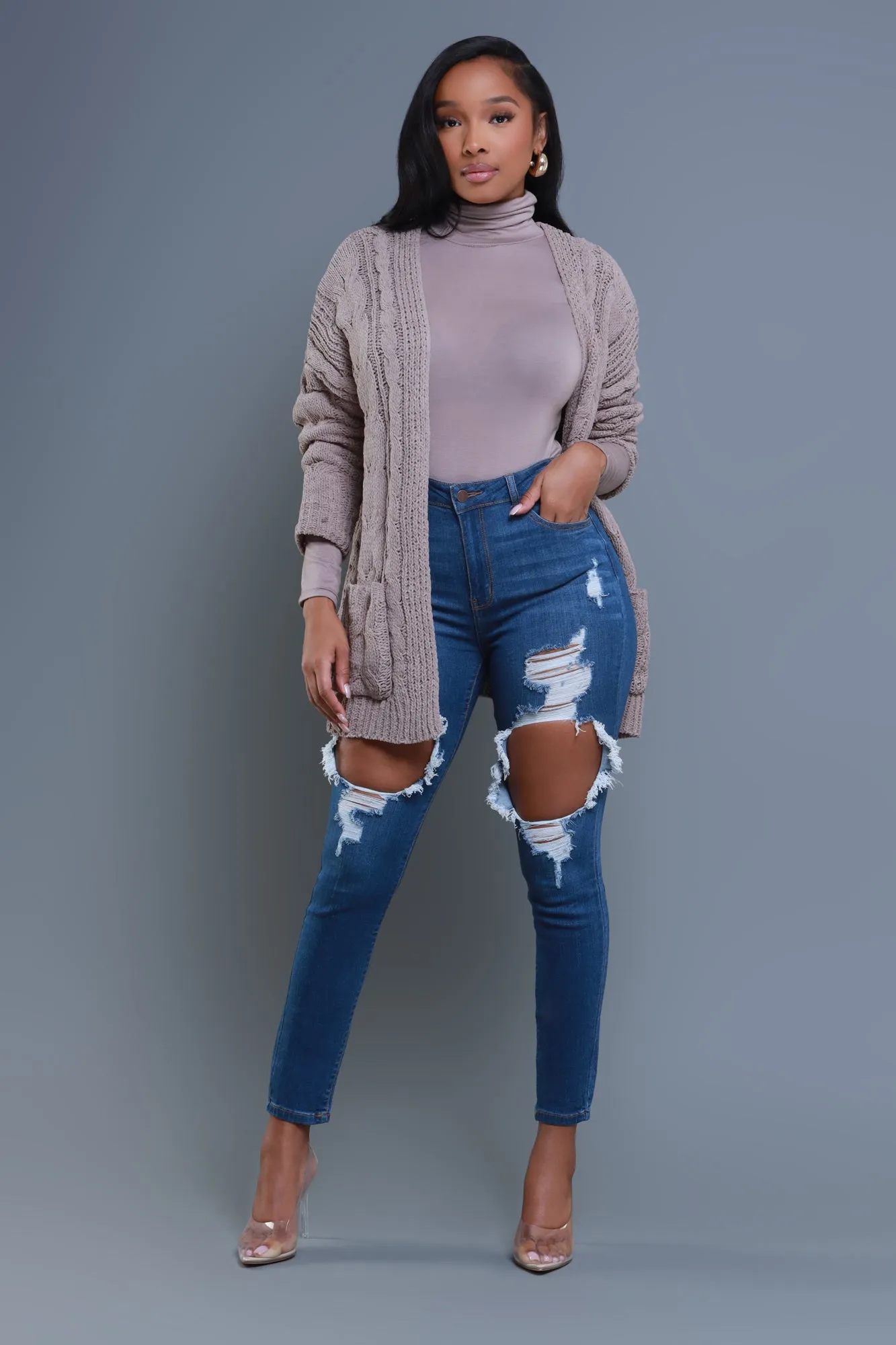 Stay Close Oversized Cardigan - Truffle sold by Swankaposh product image thumbnail 5