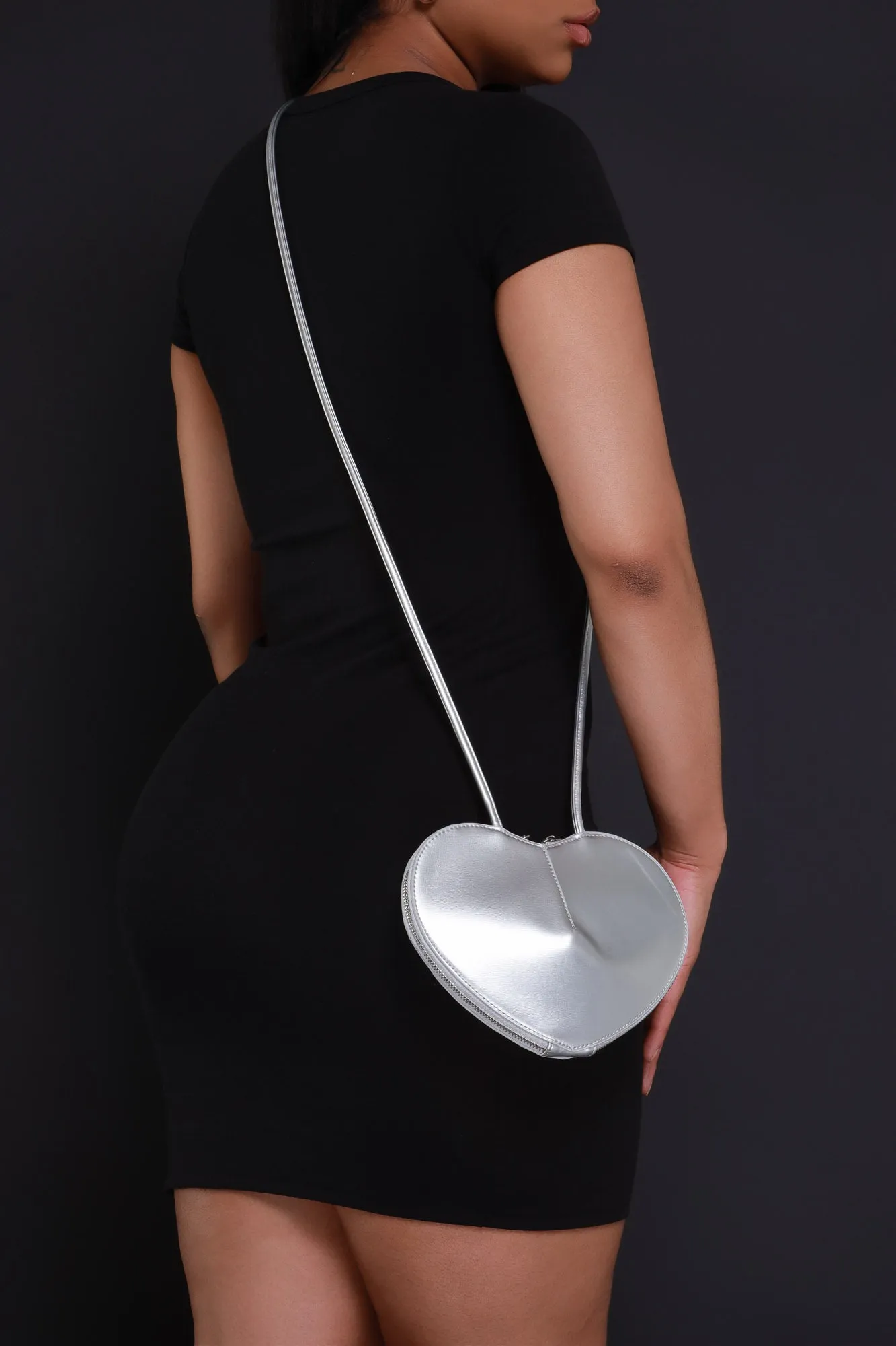 Love You More Heart Shaped Crossbody Purse - Silver sold by Swankaposh product image thumbnail 3