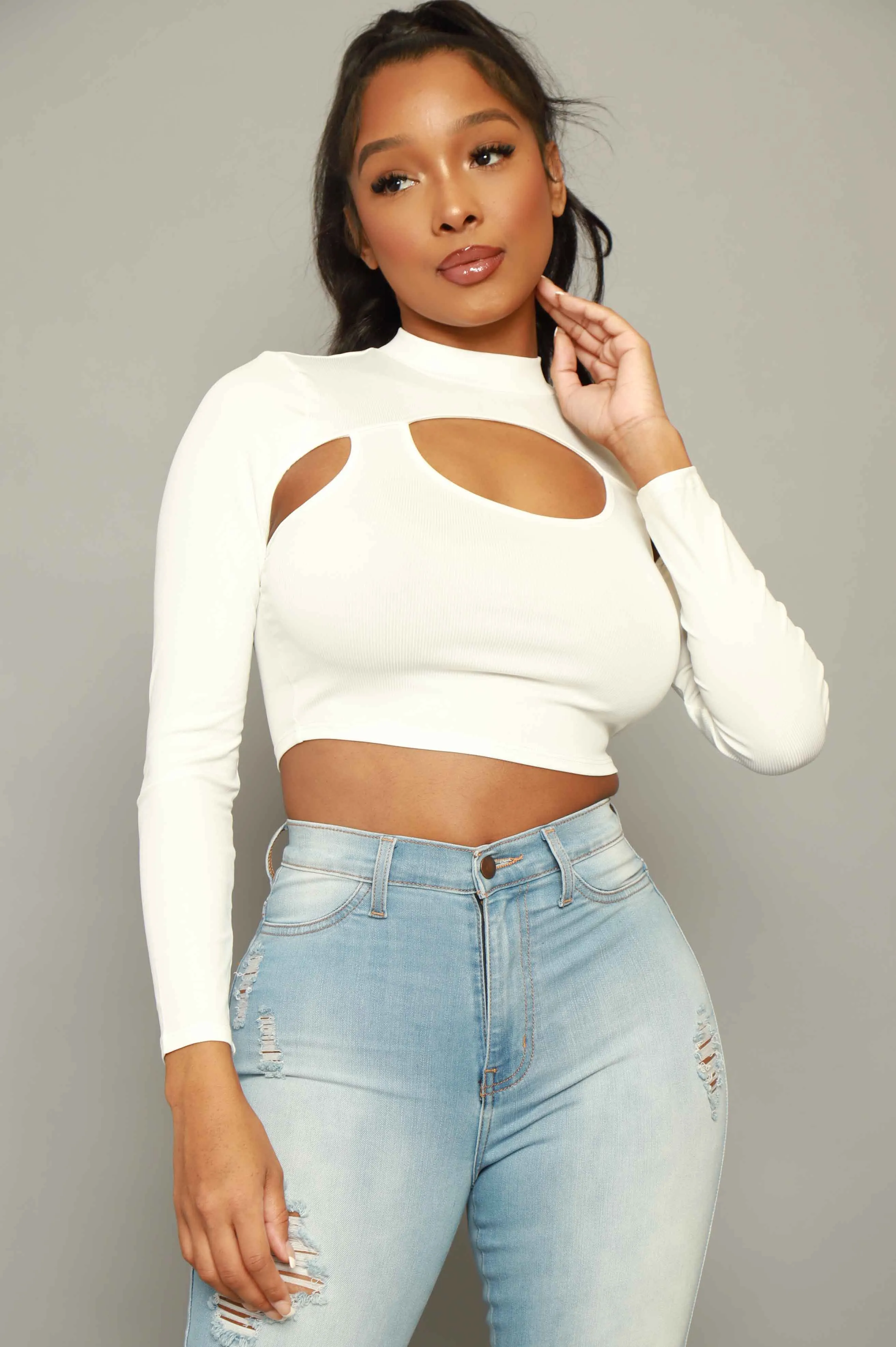 Blocked You Layered Ribbed Crop Top - White sold by Swankaposh product image thumbnail 5