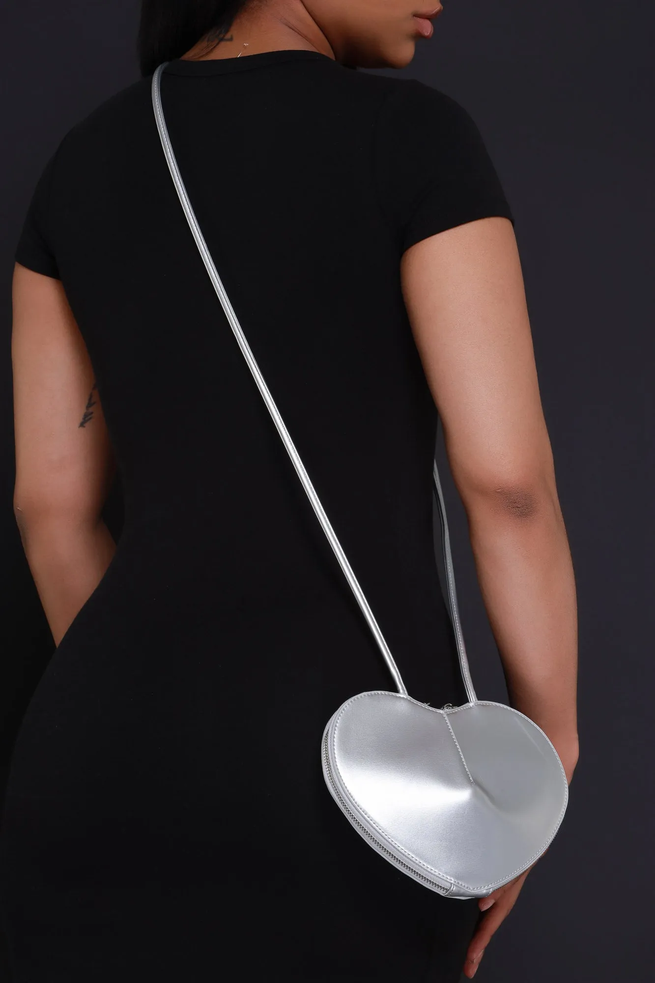 Love You More Heart Shaped Crossbody Purse - Silver sold by Swankaposh product image thumbnail 2