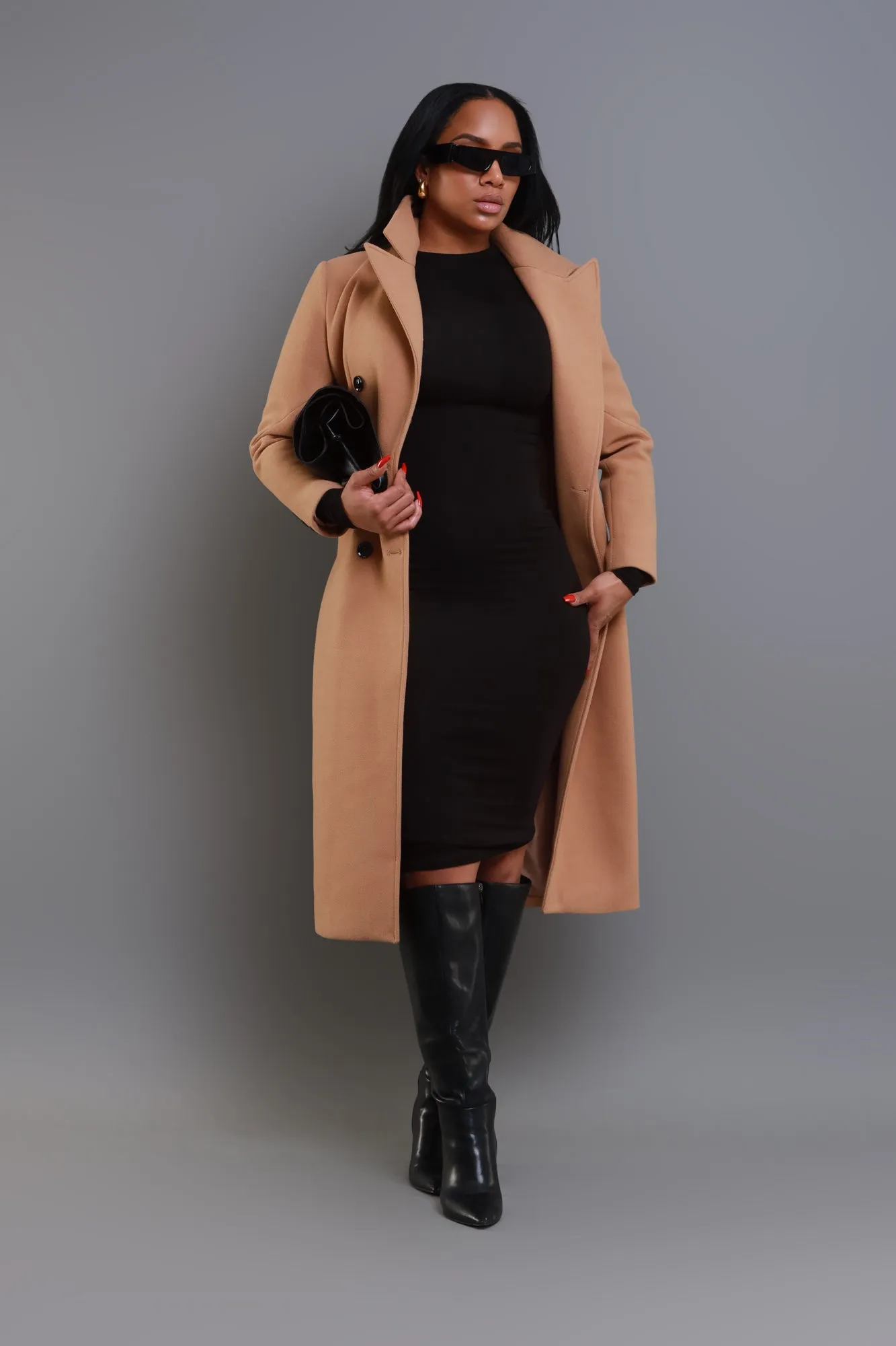 Knockout Mock Neck Bodycon Midi Dress - Black sold by Swankaposh product image thumbnail 4