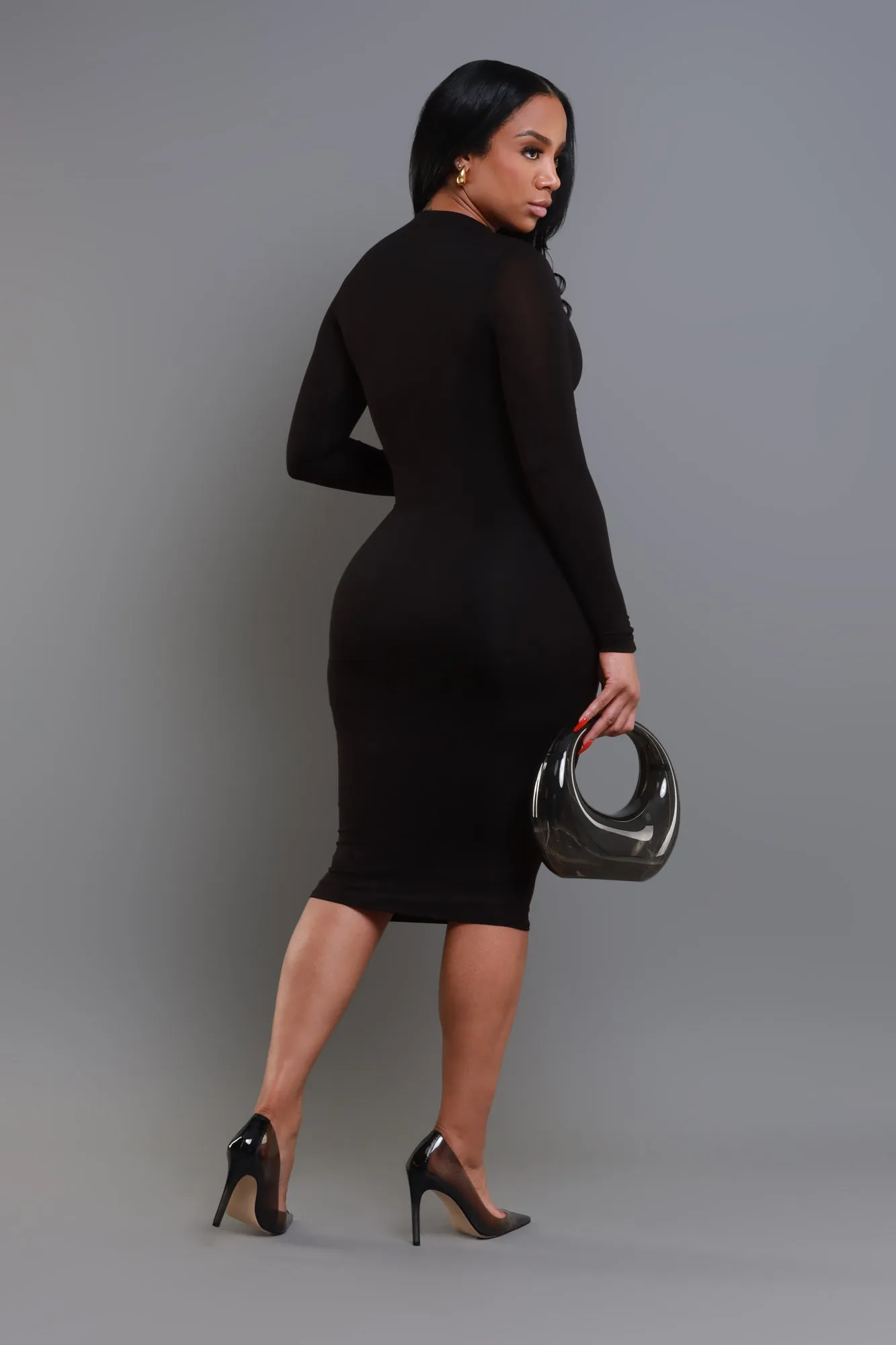 Knockout Mock Neck Bodycon Midi Dress - Black sold by Swankaposh product image thumbnail 2