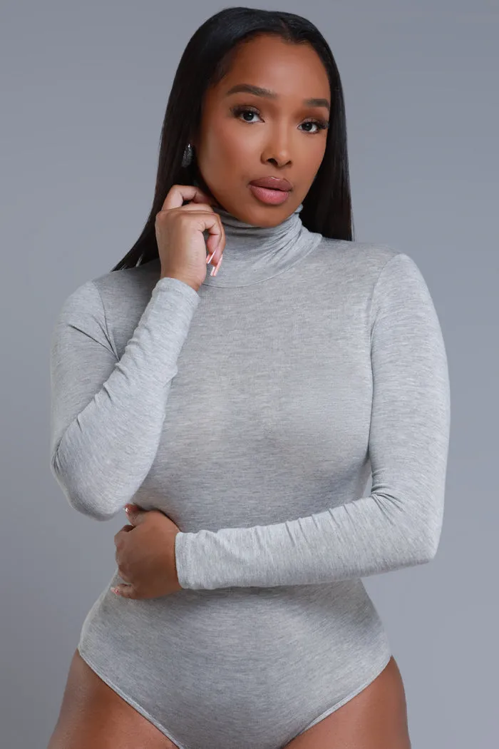 Maneater Turtleneck Bodysuit - Heather Grey sold by Swankaposh