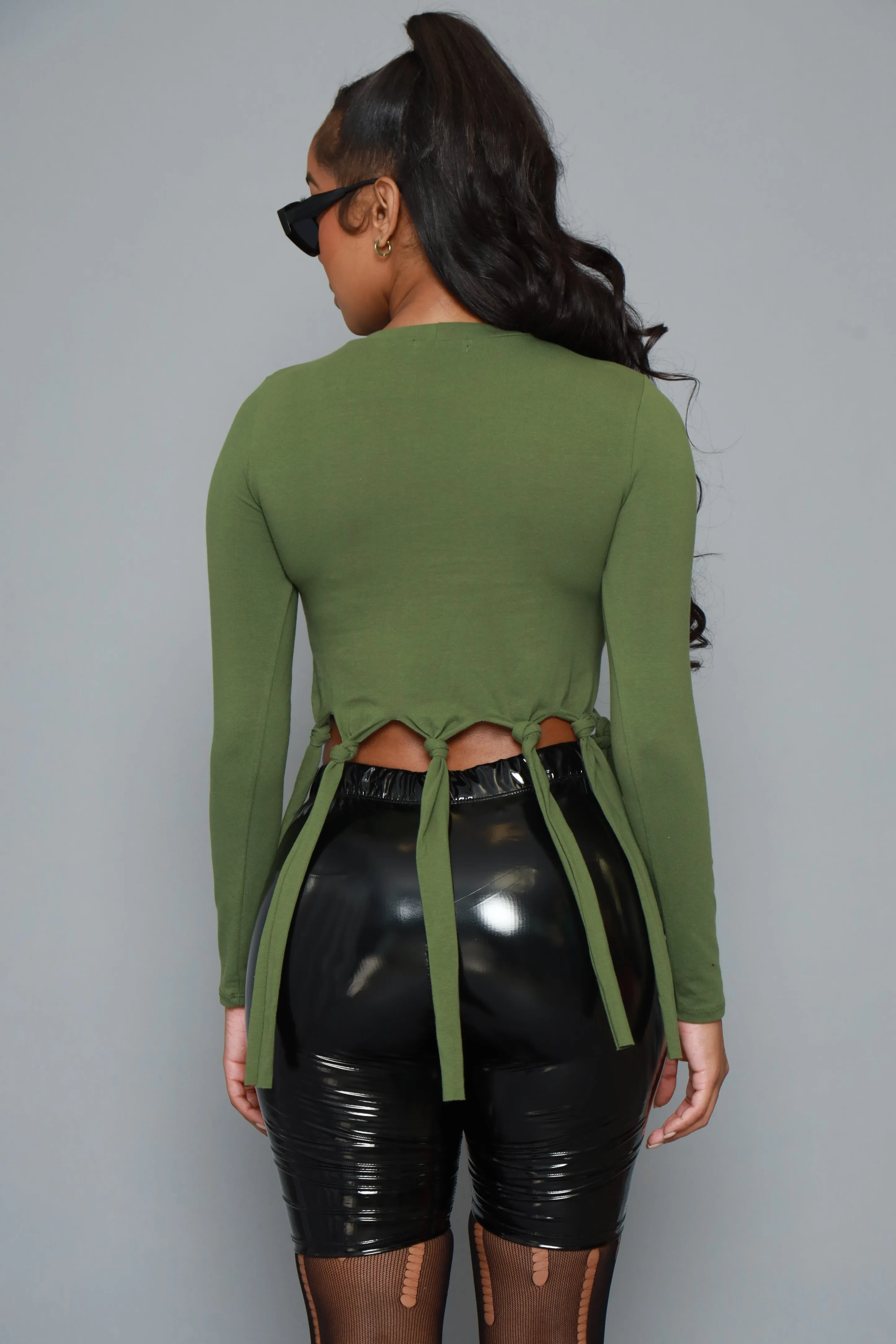 Rock Show Graphic Fringe Crop Top - Olive sold by Swankaposh product image thumbnail 3