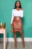 Round About Ruche Faux Leather Mini Skirt - Caramel sold by Swankaposh