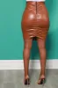 Round About Ruche Faux Leather Mini Skirt - Caramel sold by Swankaposh