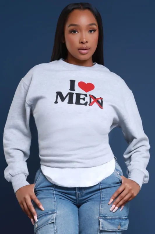 I Love ME Graphic Crewneck Sweatshirt - Heather Grey sold by Swankaposh