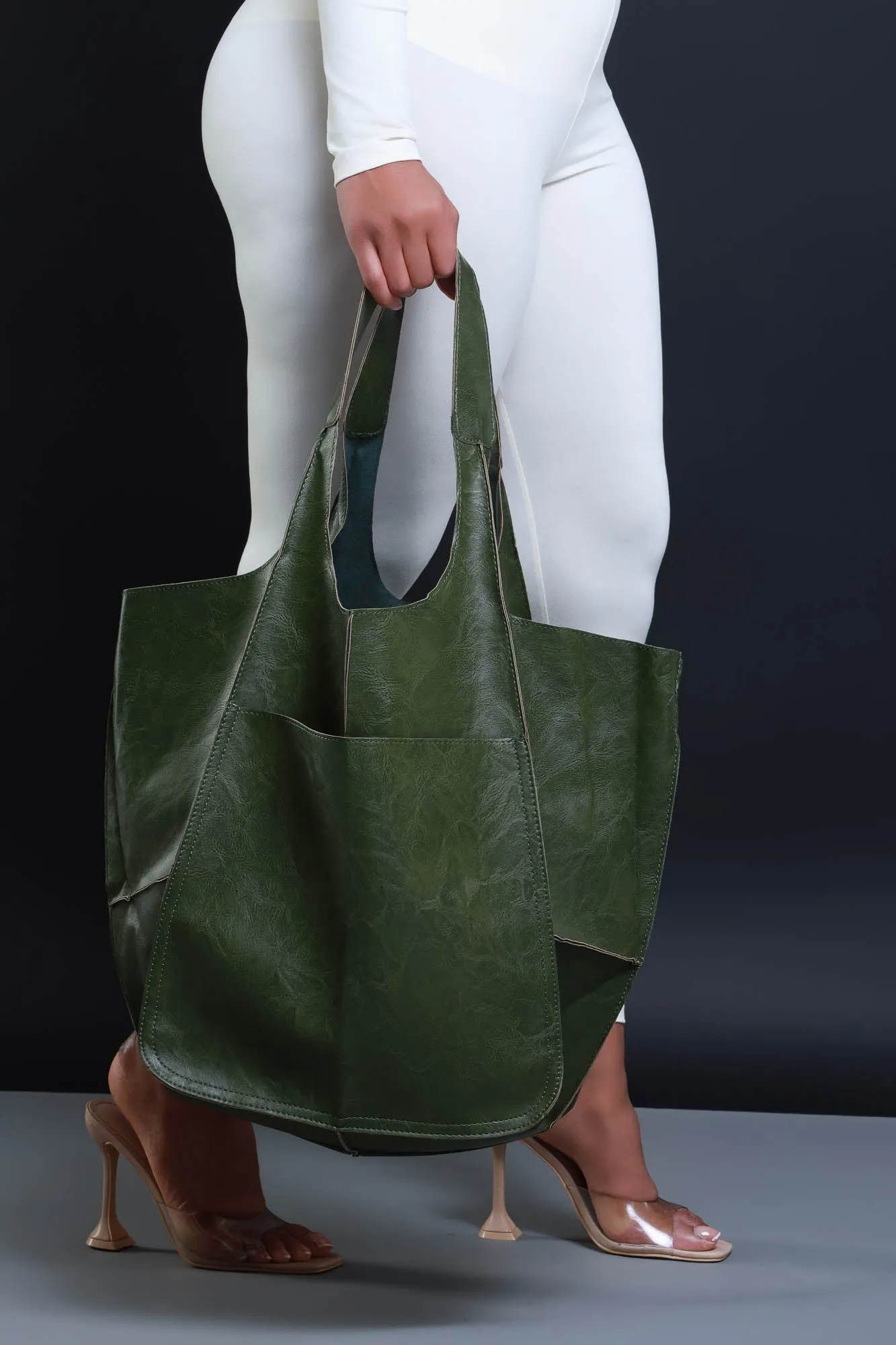 Plenty Of Time Faux Leather Tote Bag - Green sold by Swankaposh