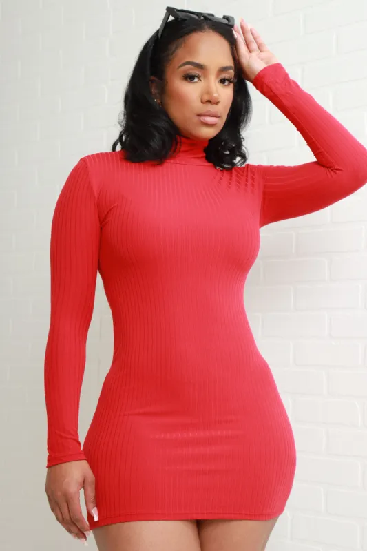 Feel Good Ribbed Bodycon Mini Dress - Red sold by Swankaposh