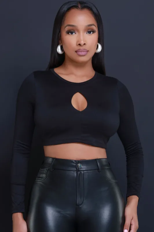 Not Worried Double Layered Keyhole Crop Top - Black sold by Swankaposh