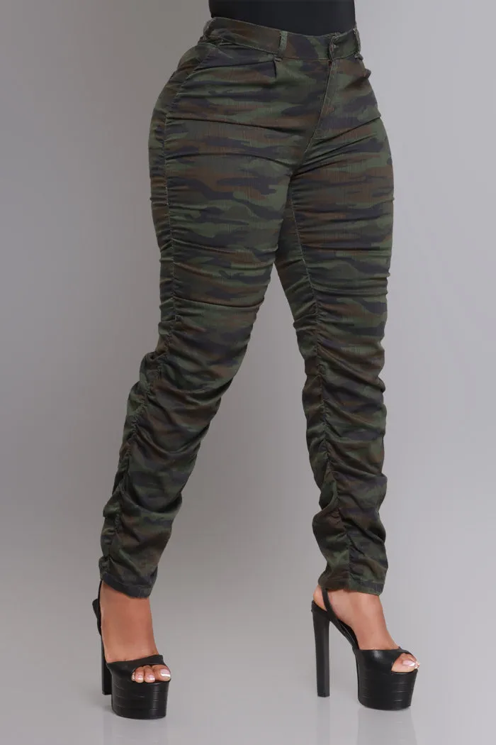 Judgement Day High Rise Ruched Cargo Pants - Green Camo sold by Swankaposh product image thumbnail 4