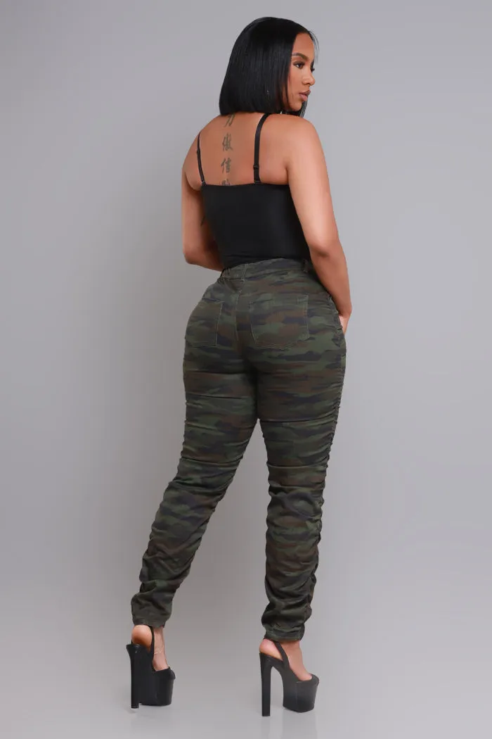 Judgement Day High Rise Ruched Cargo Pants - Green Camo sold by Swankaposh product image thumbnail 2