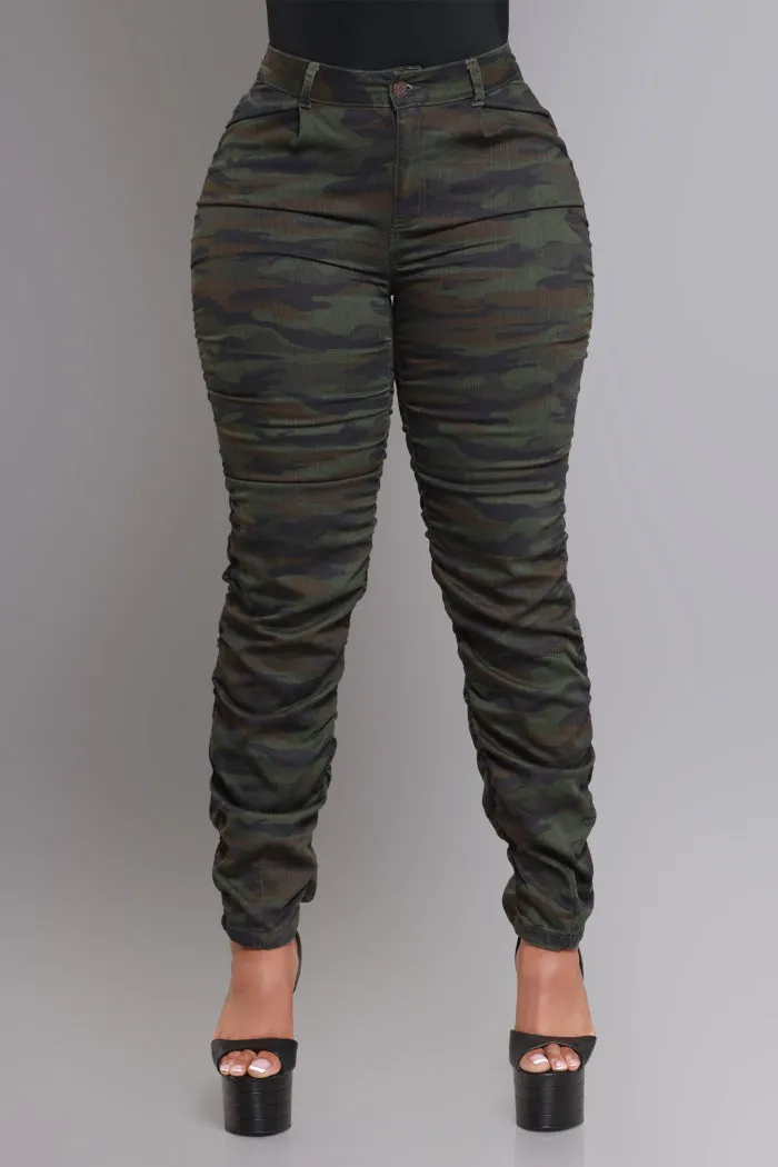 Judgement Day High Rise Ruched Cargo Pants - Green Camo sold by Swankaposh product image thumbnail 5