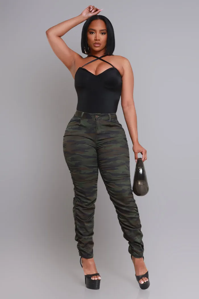 Judgement Day High Rise Ruched Cargo Pants - Green Camo sold by Swankaposh product image thumbnail 3
