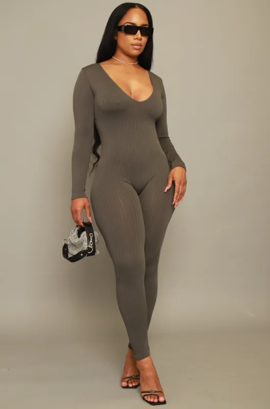 Out Of Body Seamless Jumpsuit - Charcoal sold by Swankaposh