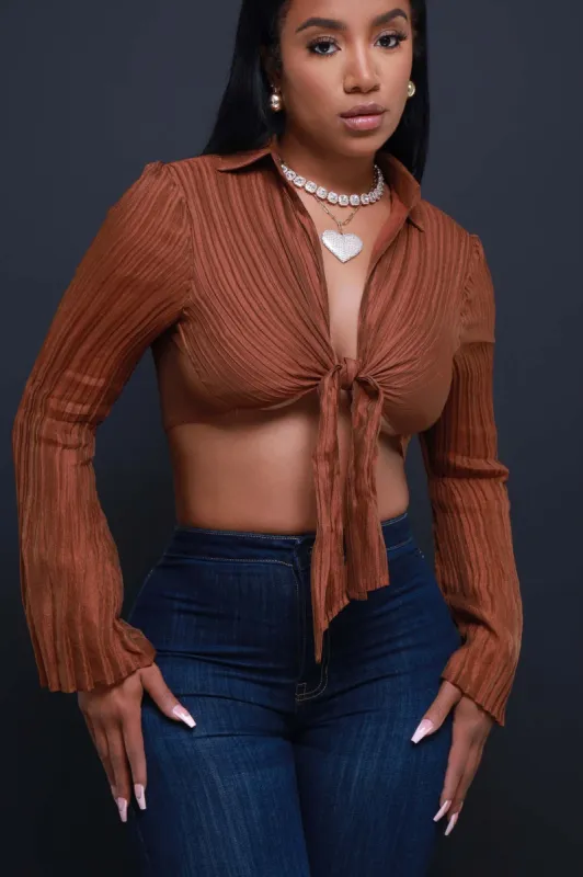 That's My Girl Tie Up Crop Top - Brown sold by Swankaposh