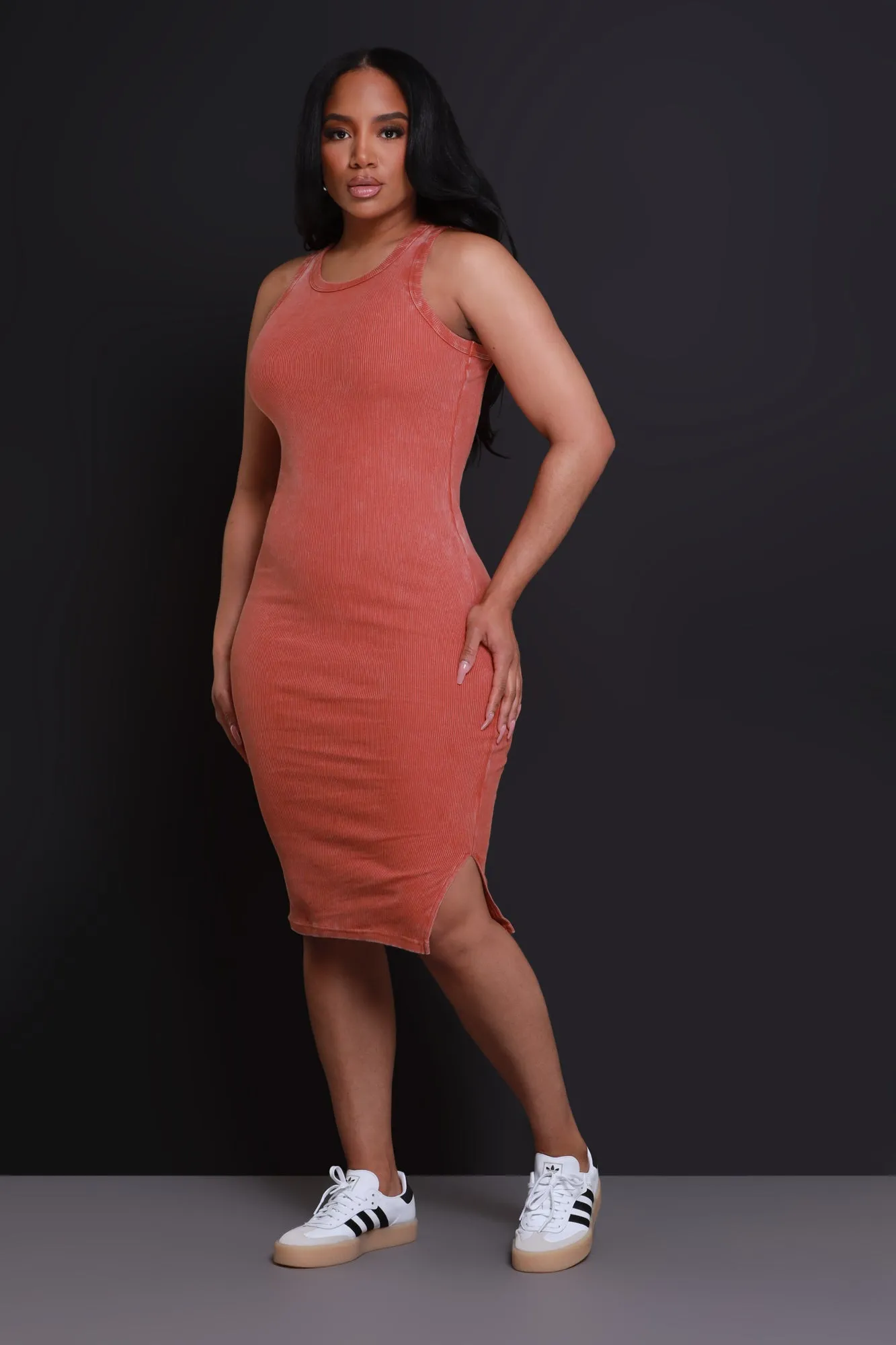 Next Up NUW Ribbed Midi Dress - Rust sold by Swankaposh product image thumbnail 5