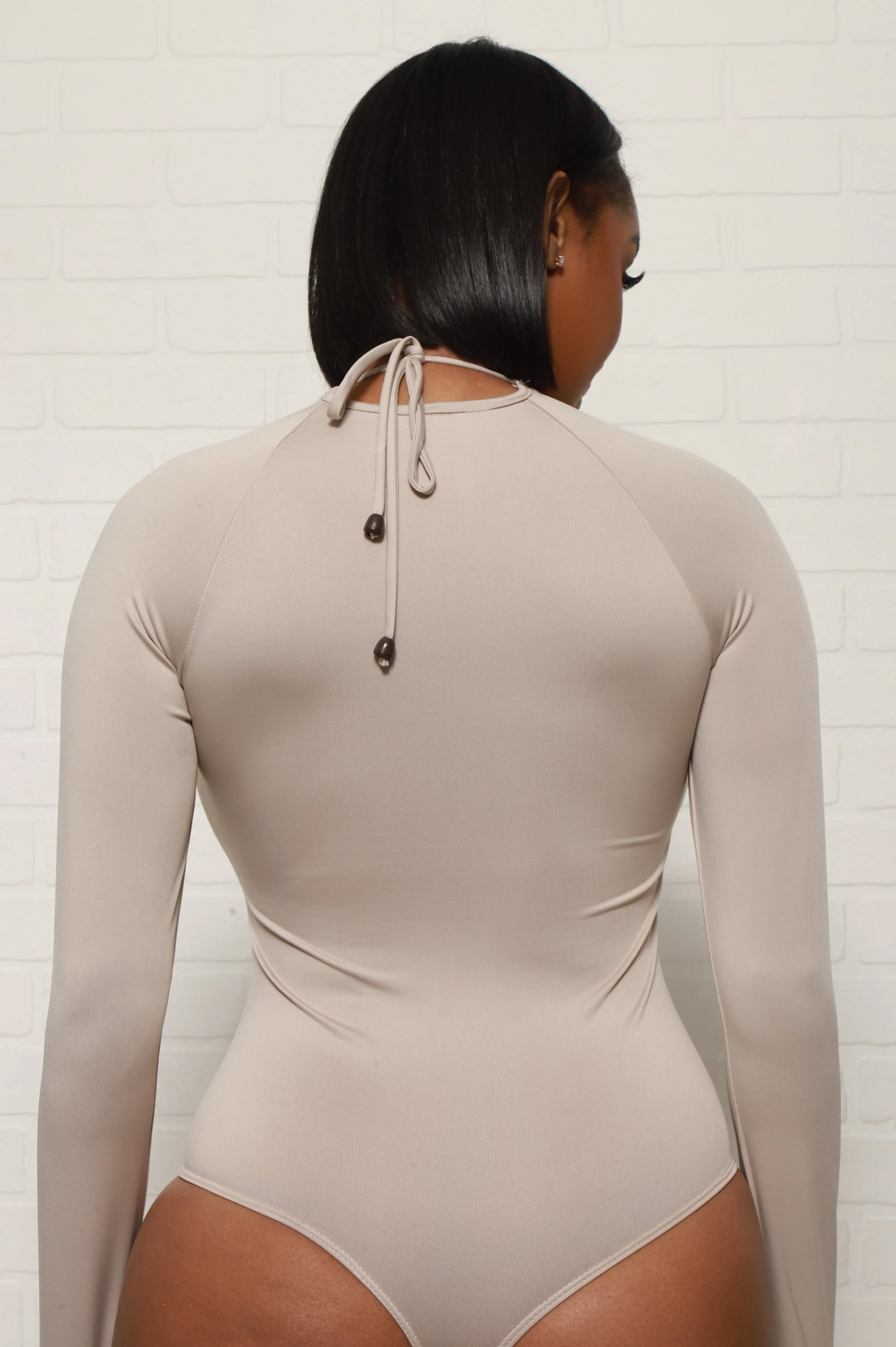 Come Around V-Neck Cutout Bodysuit - Khaki sold by Swankaposh product image thumbnail 5