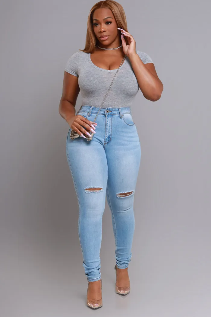 Must Have Basic Bodysuit - Grey V-Neck sold by Swankaposh product image thumbnail 5