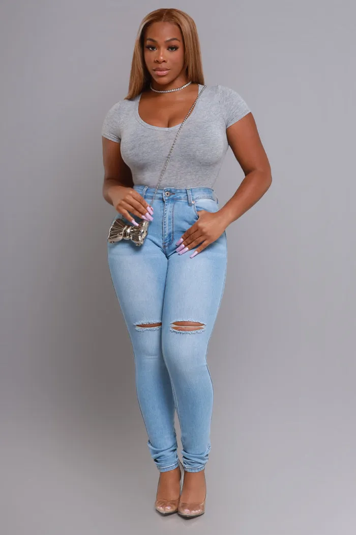 Must Have Basic Bodysuit - Grey V-Neck sold by Swankaposh product image thumbnail 4