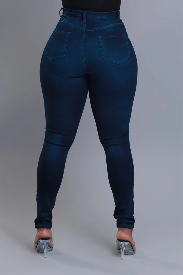 On Your Mind Distressed Skinny Jeans - Teal Wash sold by Swankaposh product image thumbnail 2